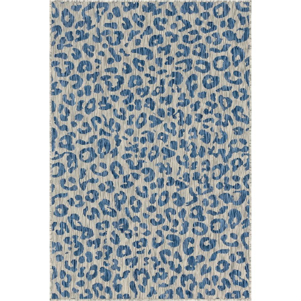 Outdoor Leopard Rug, Blue (4' 0 x 6' 0). Picture 1