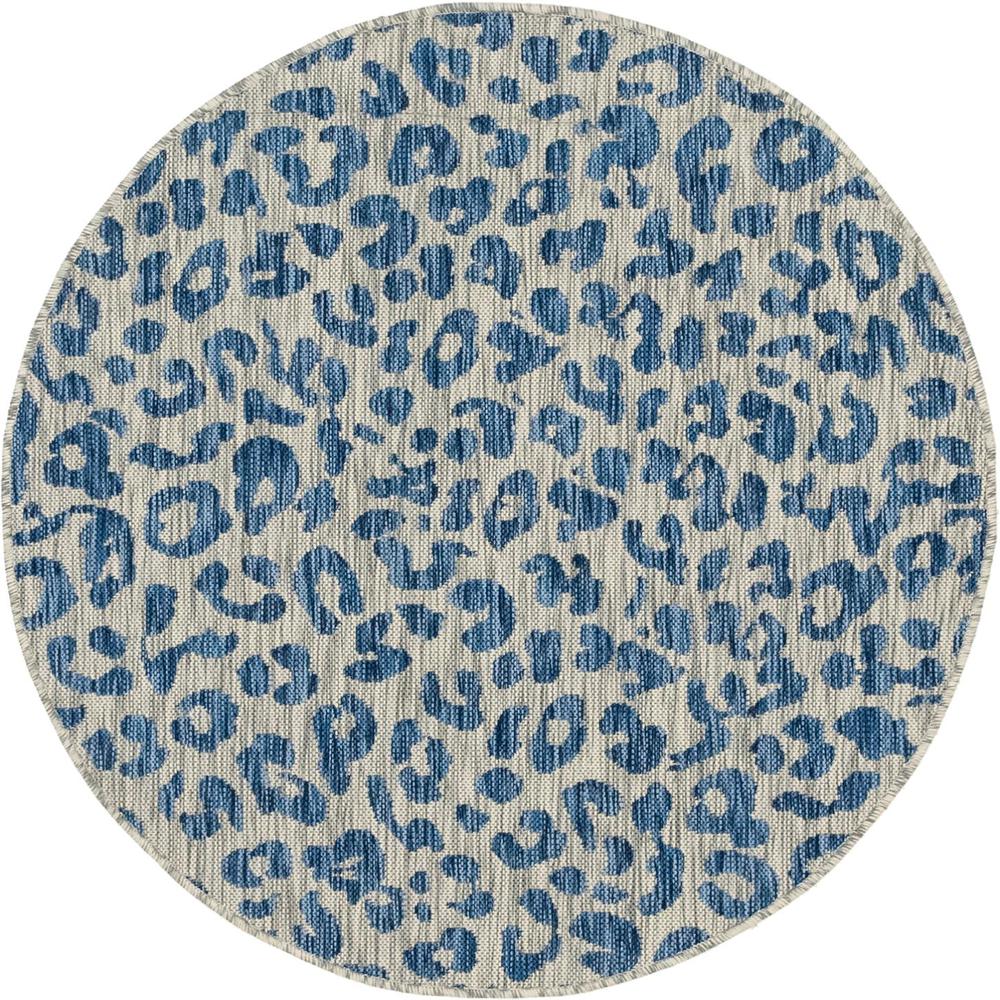 Outdoor Leopard Rug, Blue (4' 0 x 4' 0). Picture 1