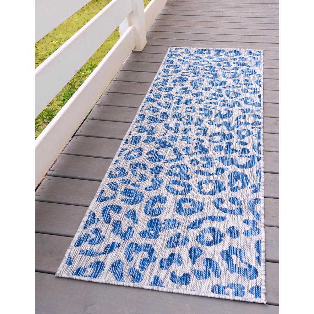 Outdoor Leopard Rug, Blue (2' 0 x 6' 0). Picture 2