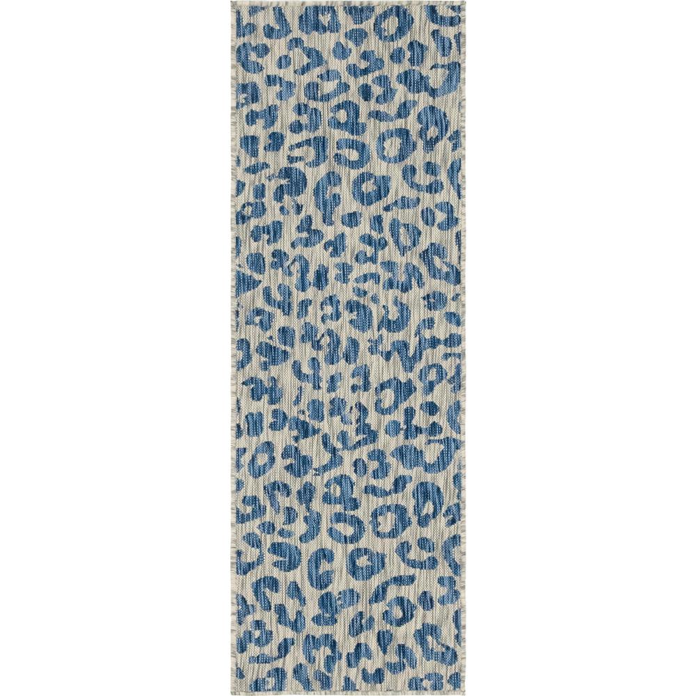 Outdoor Leopard Rug, Blue (2' 0 x 6' 0). Picture 1