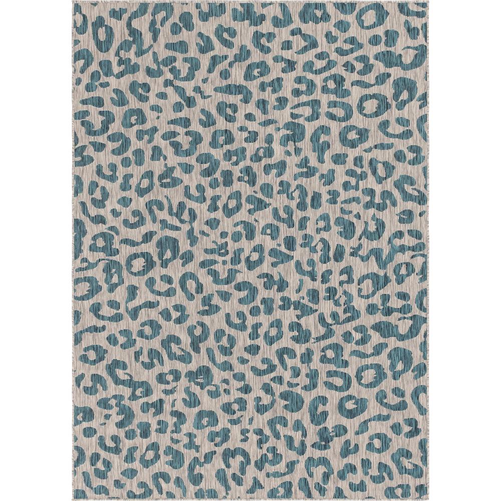 Outdoor Leopard Rug, Teal (7' 0 x 10' 0). Picture 1