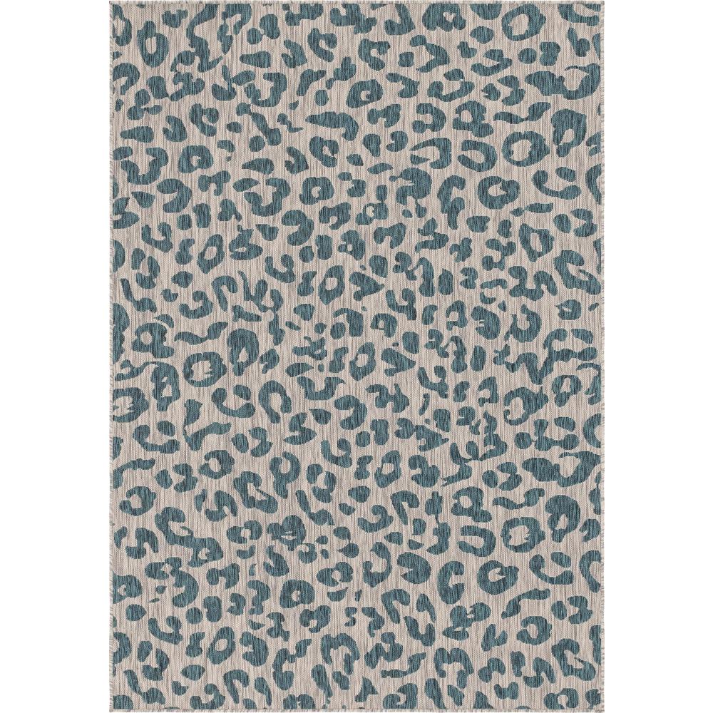 Outdoor Leopard Rug, Teal (6' 0 x 9' 0). Picture 1