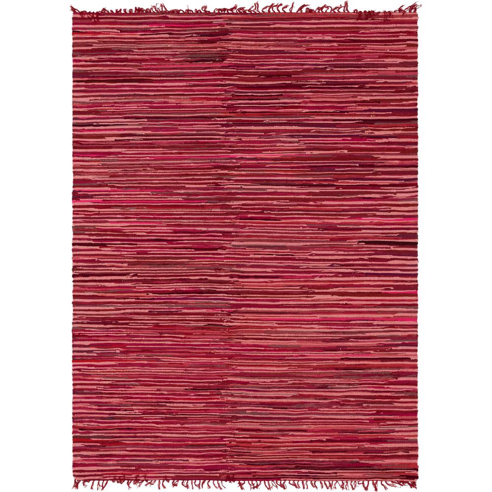 Striped Chindi Cotton Rug, Red (9' 0 x 12' 0). Picture 1
