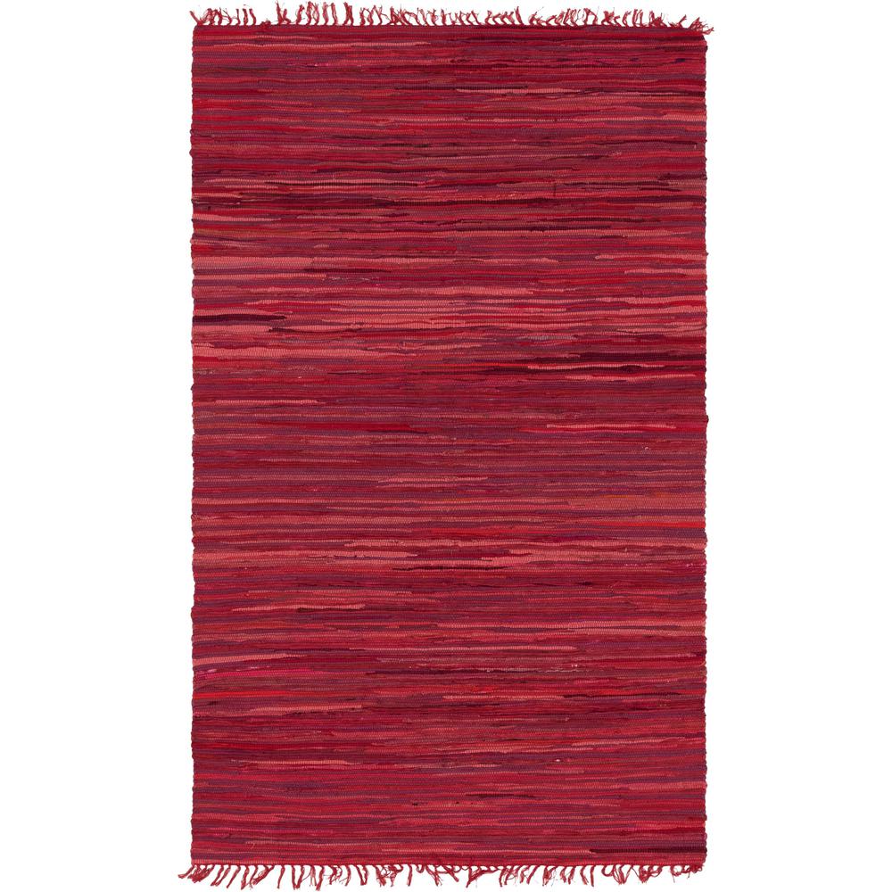 Striped Chindi Cotton Rug, Red (5' 0 x 8' 0). Picture 1