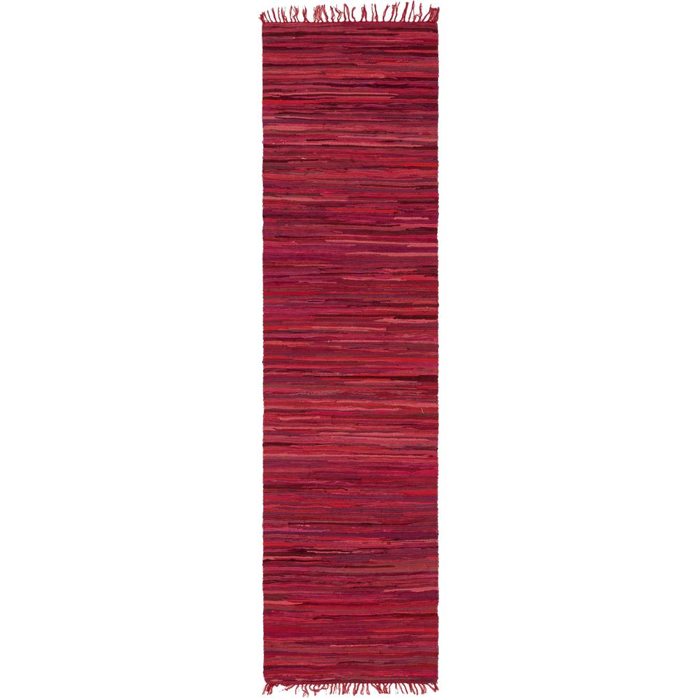 Striped Chindi Cotton Rug, Red (2' 7 x 9' 10). Picture 1