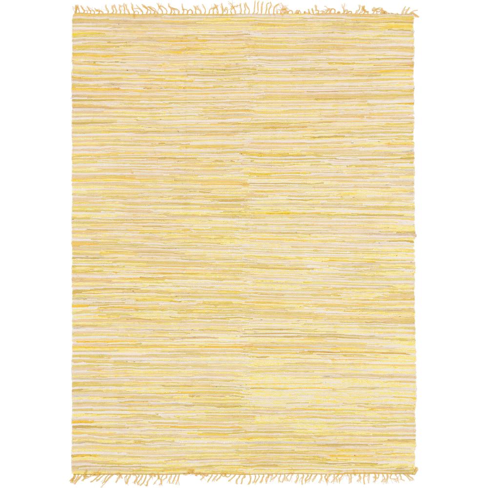 Striped Chindi Cotton Rug, Yellow (9' 0 x 12' 0). Picture 1