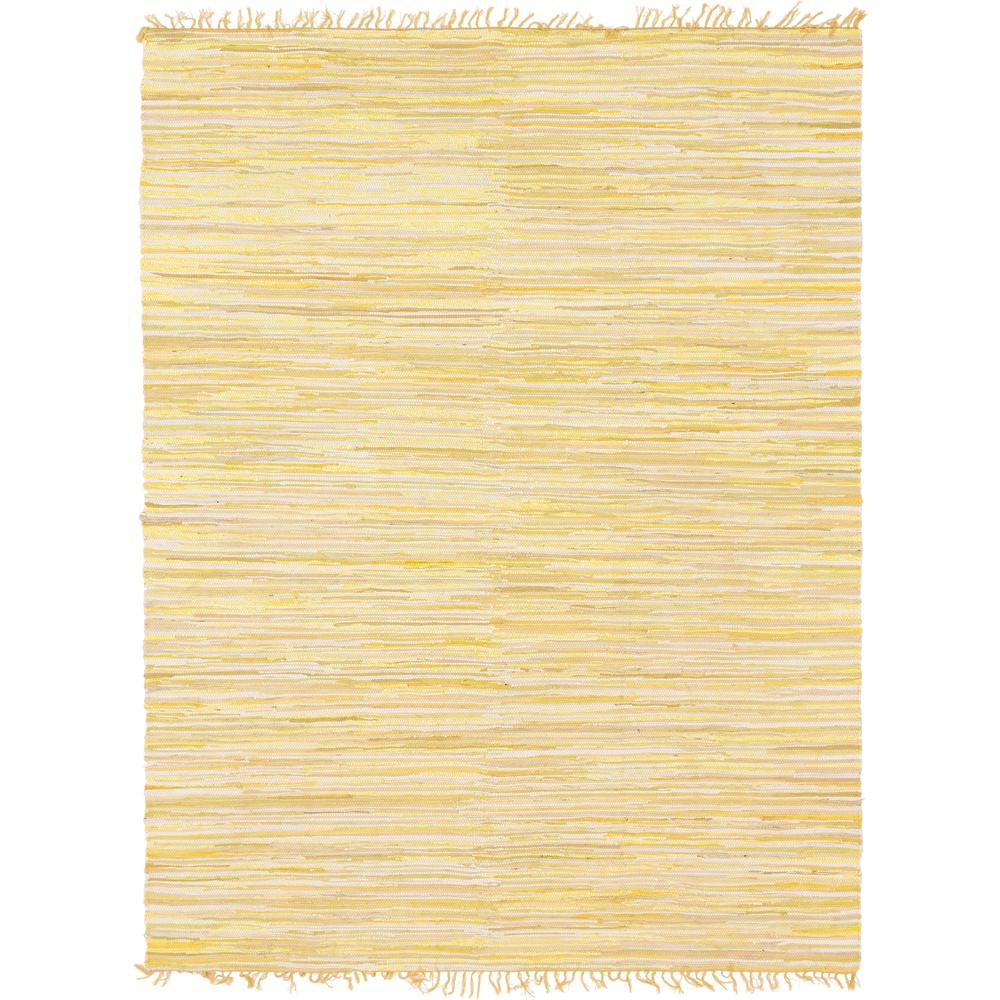 Striped Chindi Cotton Rug, Yellow (8' 0 x 10' 0). Picture 1