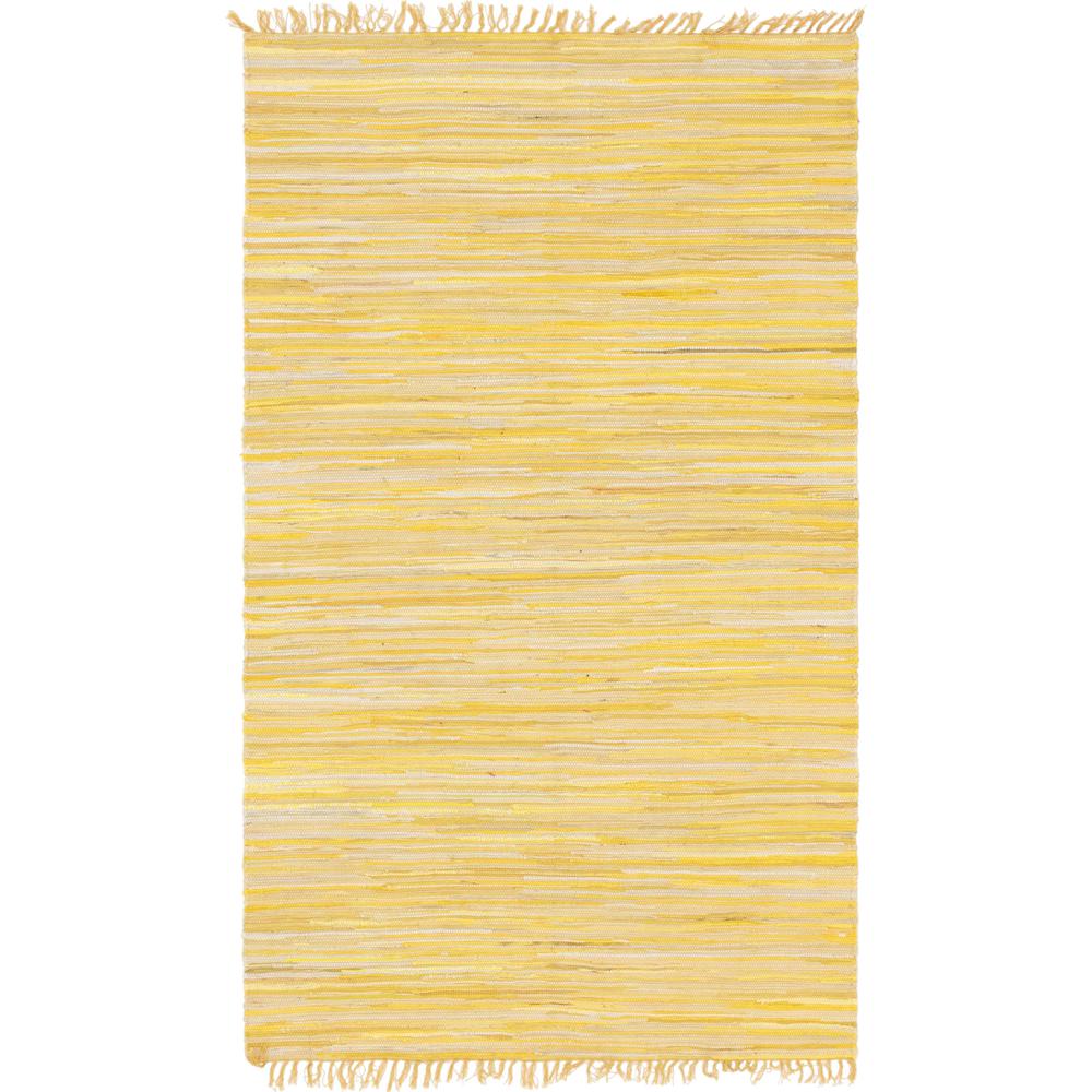 Striped Chindi Cotton Rug, Yellow (5' 0 x 8' 0). Picture 1