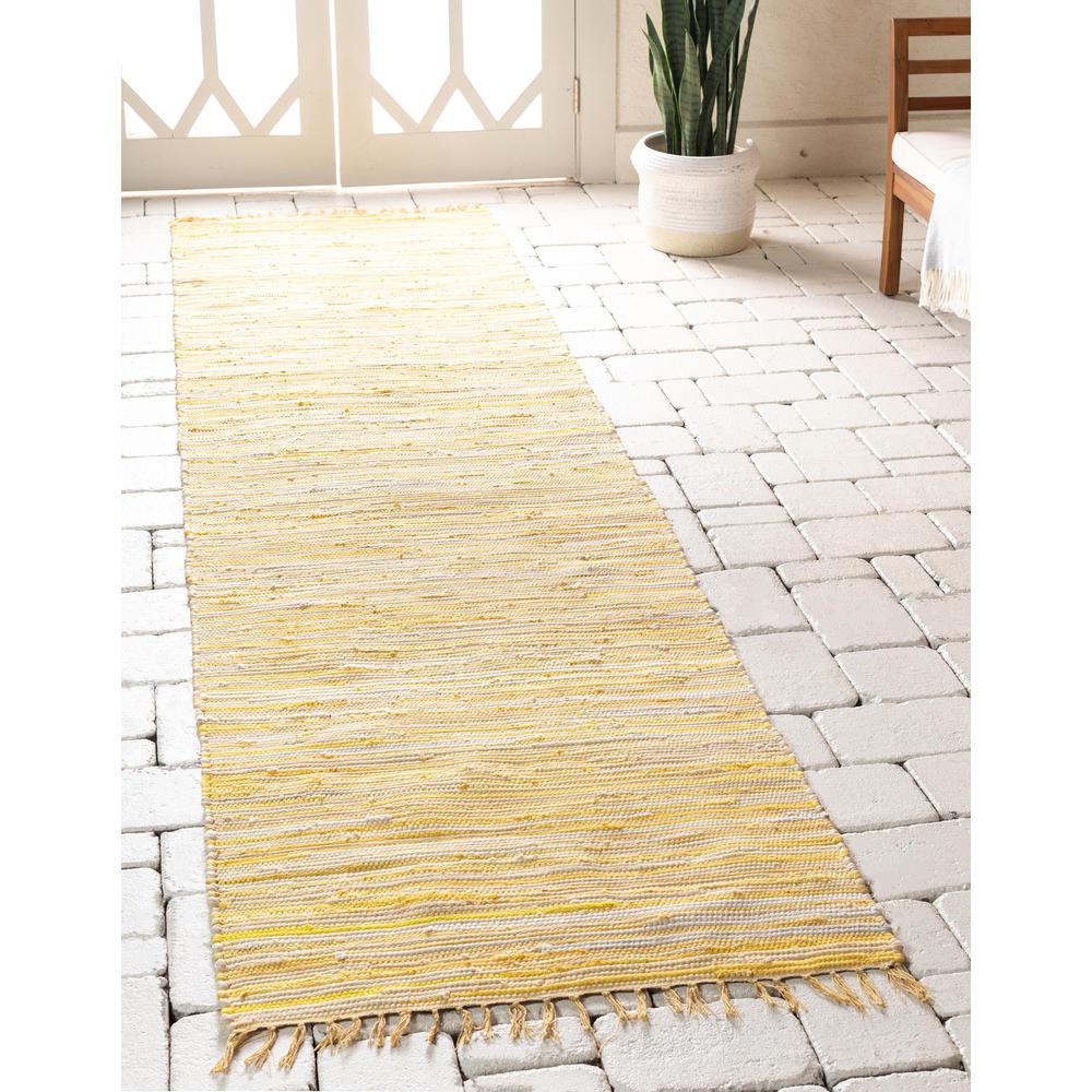 Striped Chindi Cotton Rug, Yellow (2' 7 x 9' 10). Picture 3