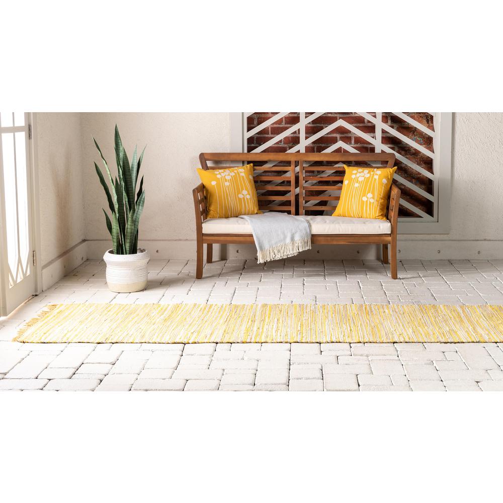 Striped Chindi Cotton Rug, Yellow (2' 7 x 9' 10). Picture 5