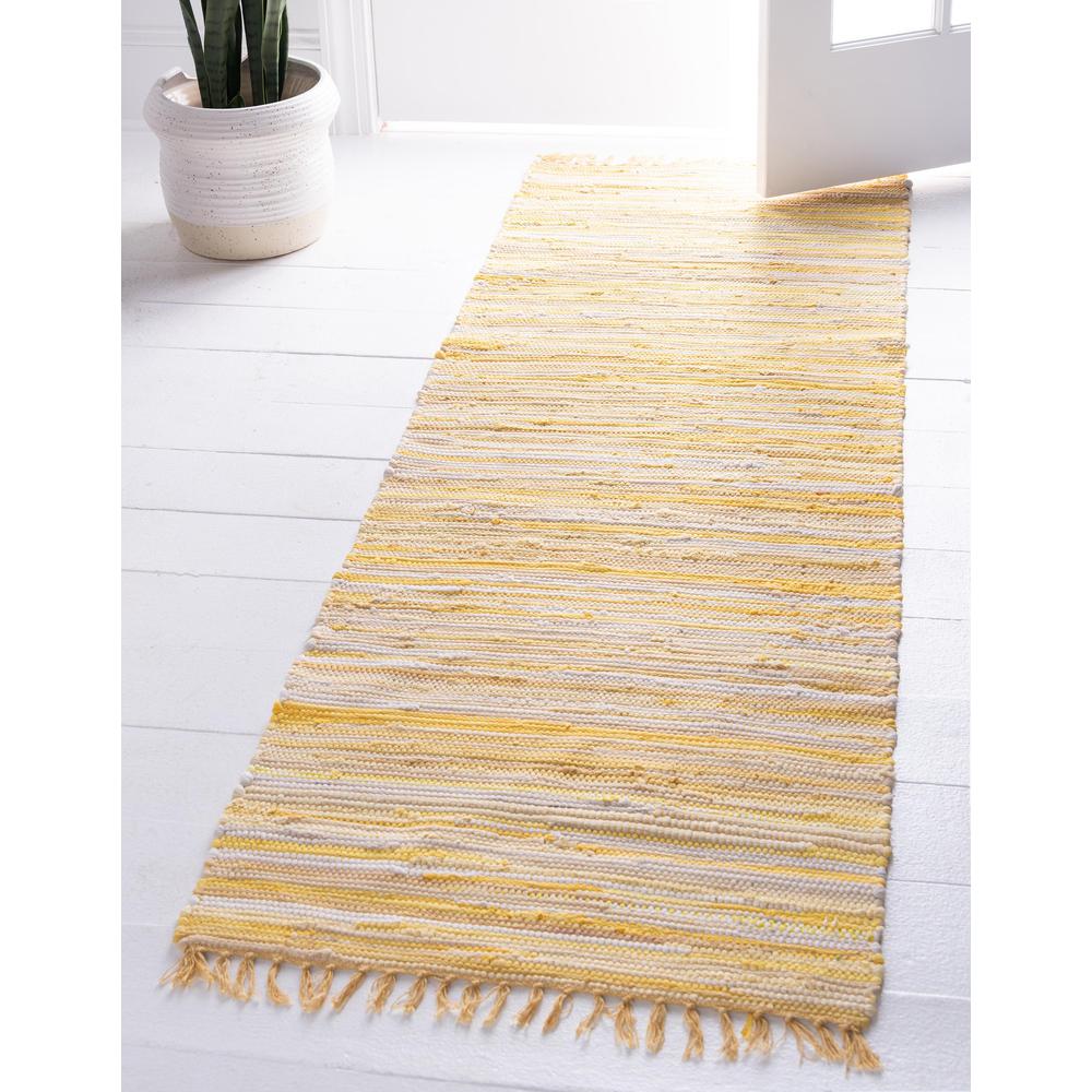 Striped Chindi Cotton Rug, Yellow (2' 7 x 9' 10). Picture 2