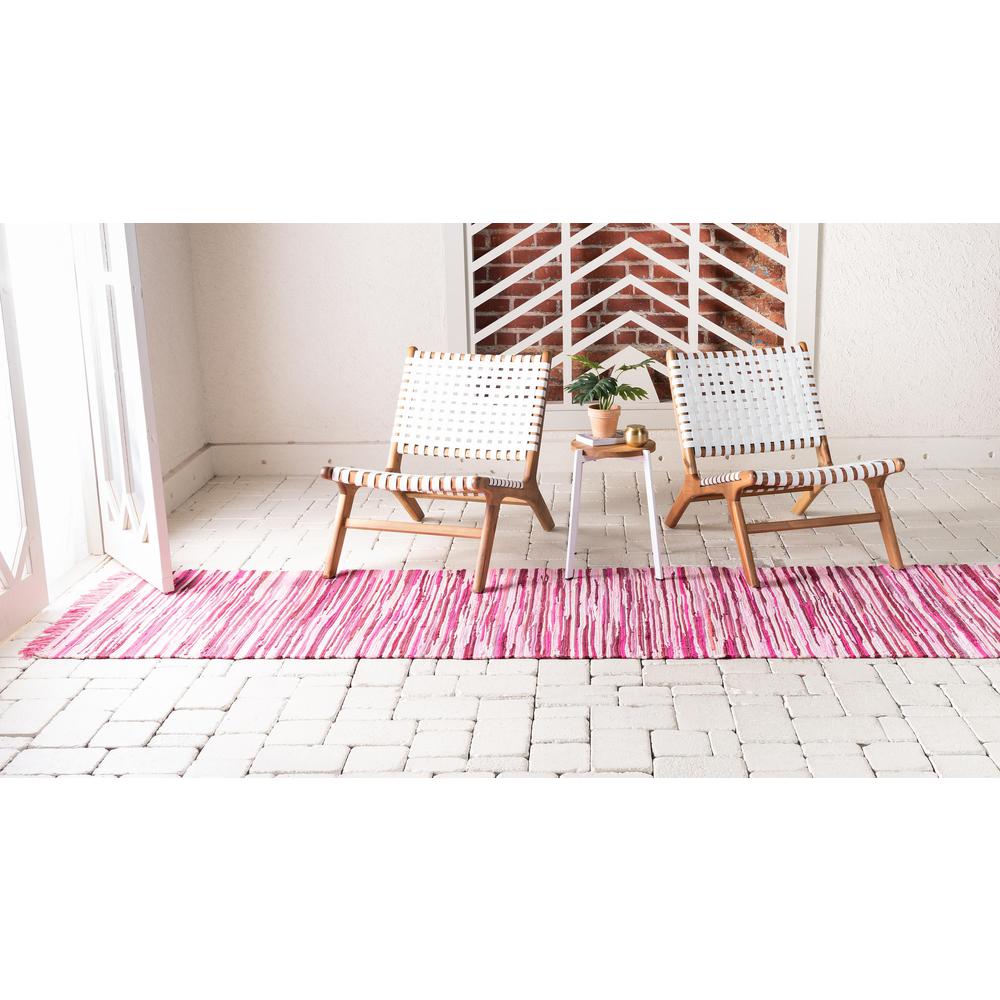 Striped Chindi Cotton Rug, Pink (2' 7 x 9' 10). Picture 5
