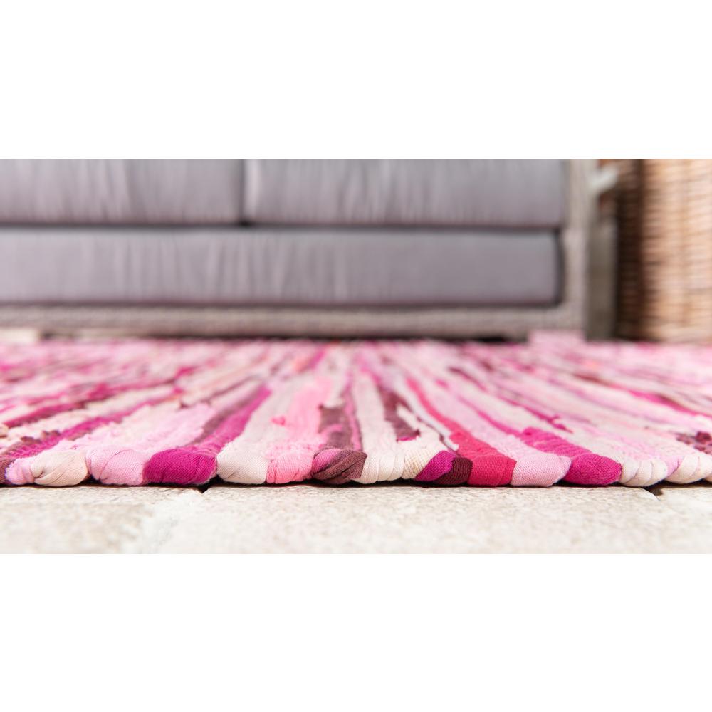 Striped Chindi Cotton Rug, Pink (2' 7 x 9' 10). Picture 6
