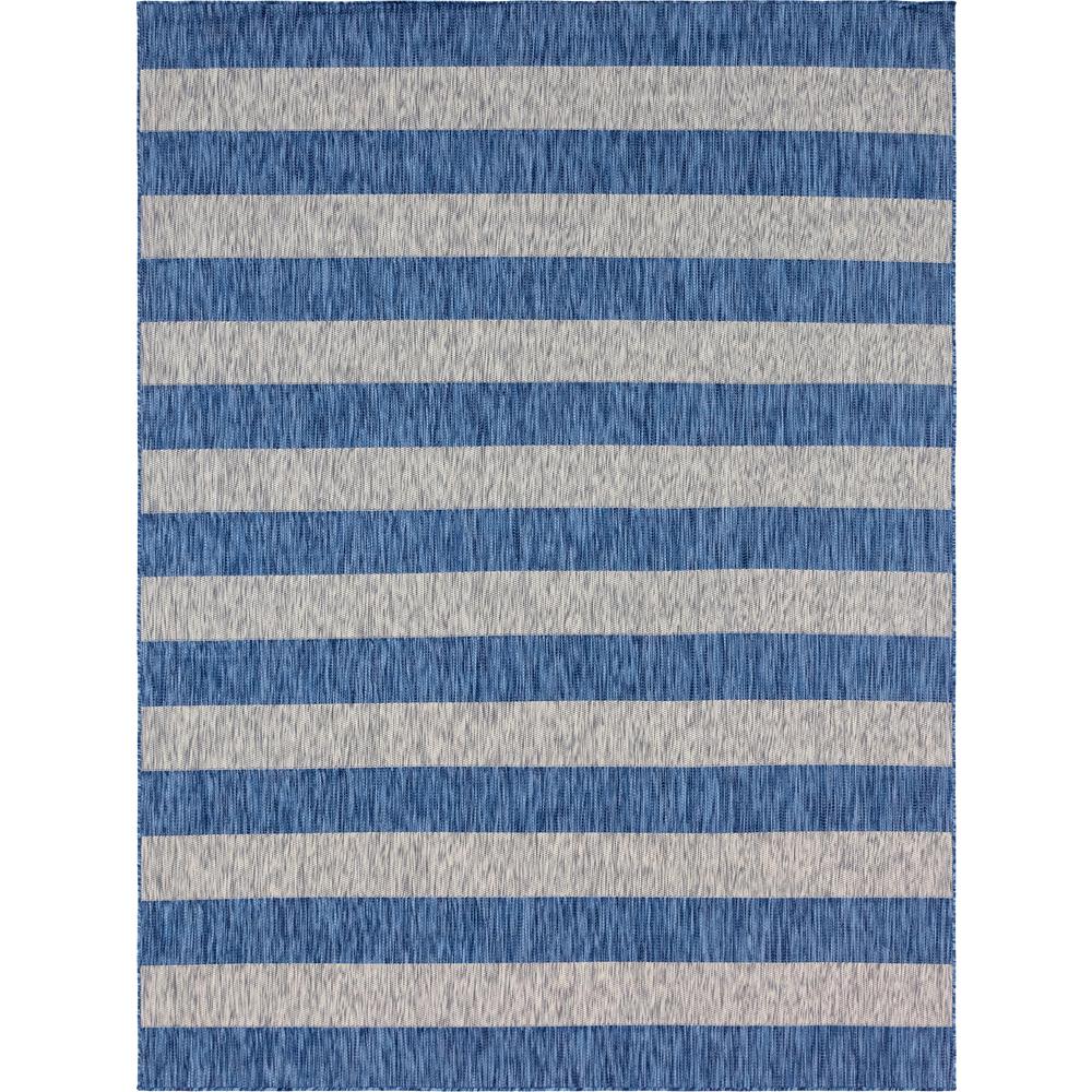 Outdoor Distressed Stripe Rug, Blue (9' 0 x 12' 0). Picture 1