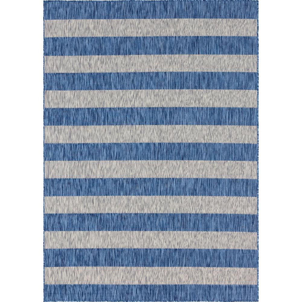Outdoor Distressed Stripe Rug, Blue (7' 0 x 10' 0). Picture 1