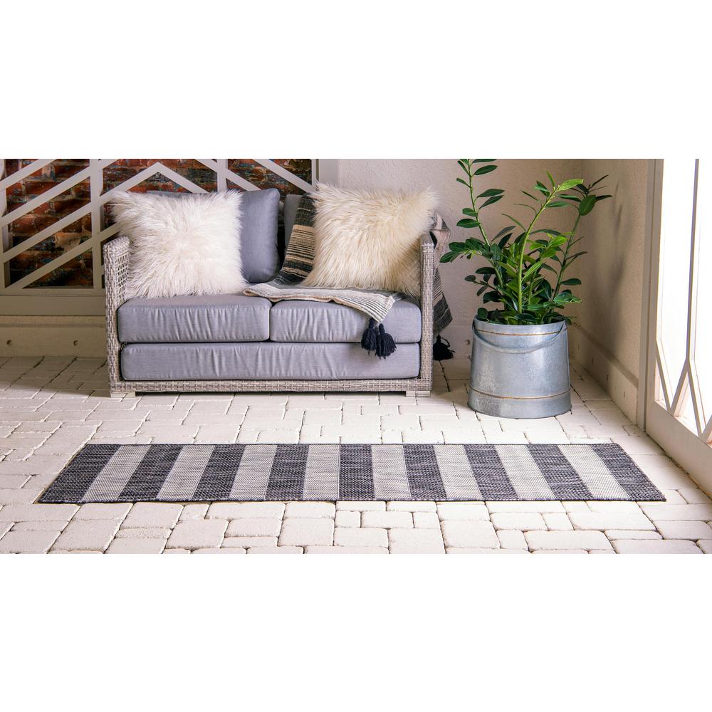 Outdoor Distressed Stripe Rug, Gray (2' 0 x 6' 0). Picture 4
