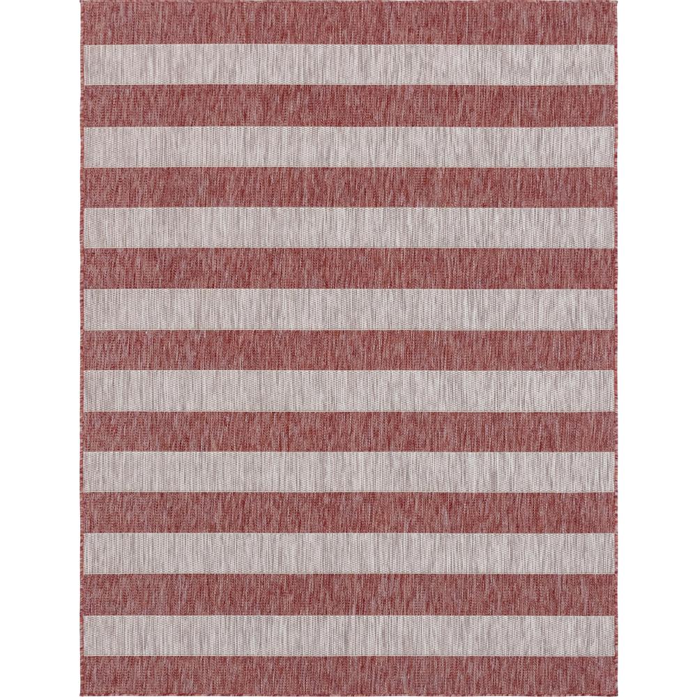 Outdoor Distressed Stripe Rug, Rust Red (9' 0 x 12' 0). Picture 1