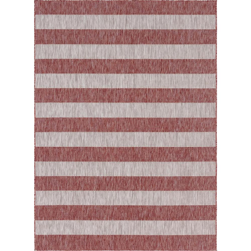 Outdoor Distressed Stripe Rug, Rust Red (8' 0 x 11' 4). Picture 1
