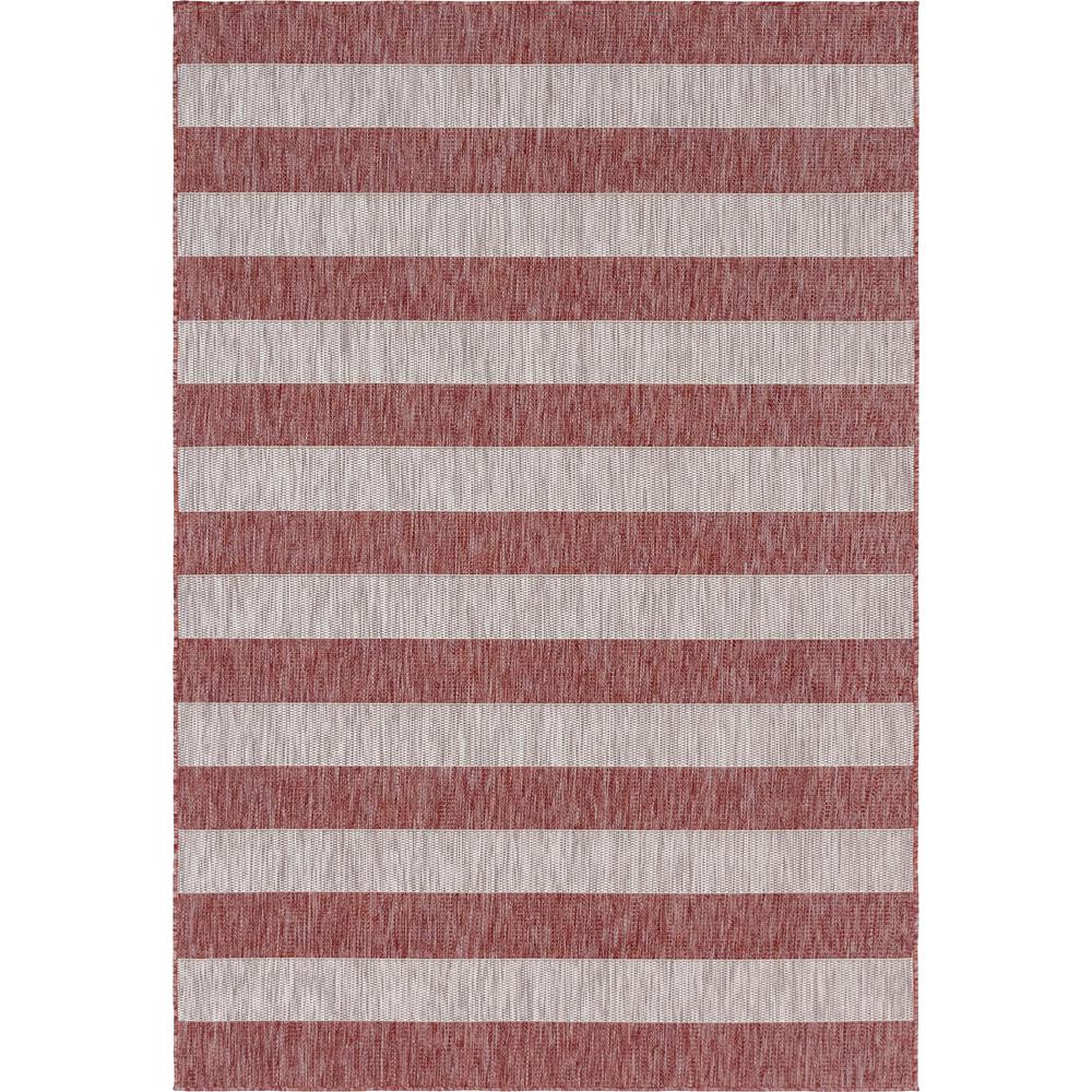 Outdoor Distressed Stripe Rug, Rust Red (4' 0 x 6' 0). Picture 1