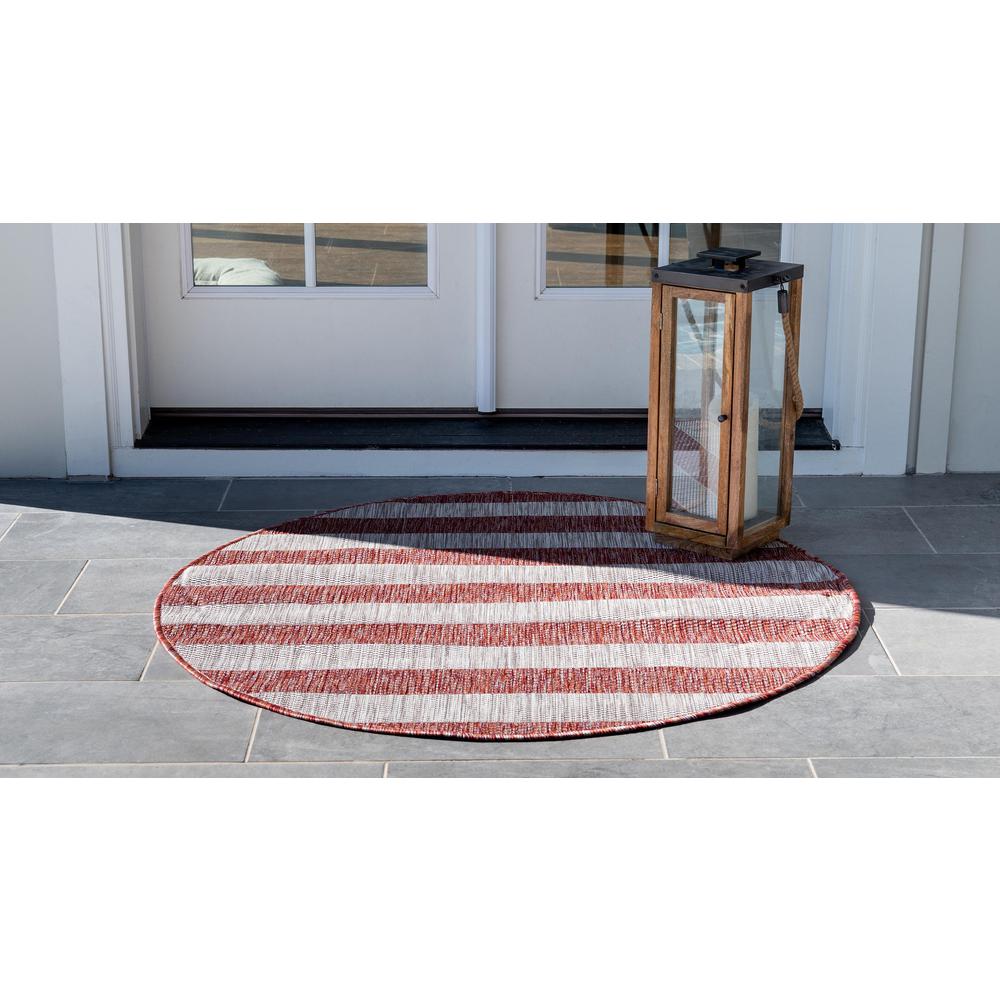 Outdoor Distressed Stripe Rug, Rust Red (4' 0 x 4' 0). Picture 3