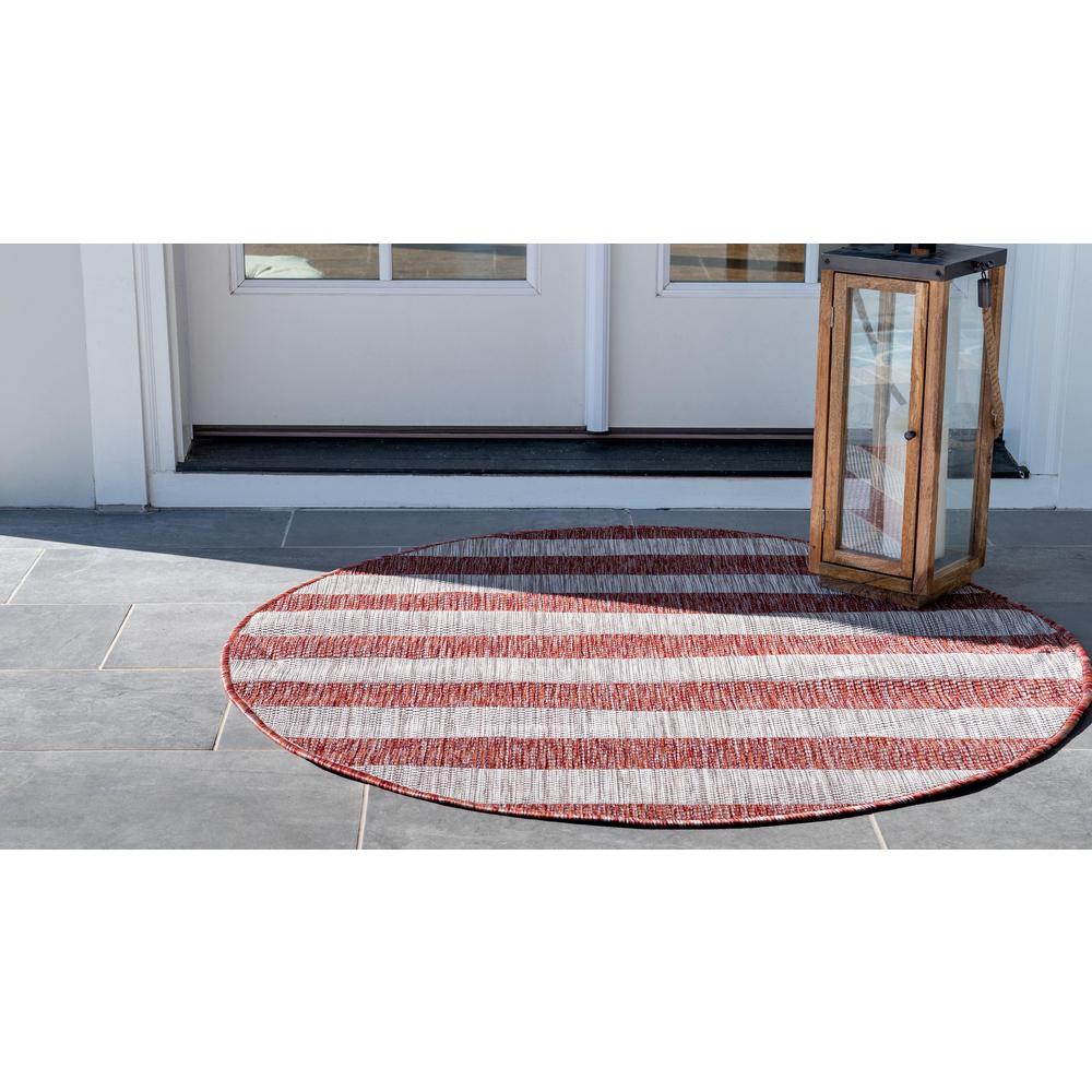 Outdoor Distressed Stripe Rug, Rust Red (4' 0 x 4' 0). Picture 4