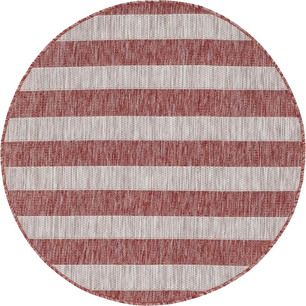 Outdoor Distressed Stripe Rug, Rust Red (4' 0 x 4' 0). Picture 1