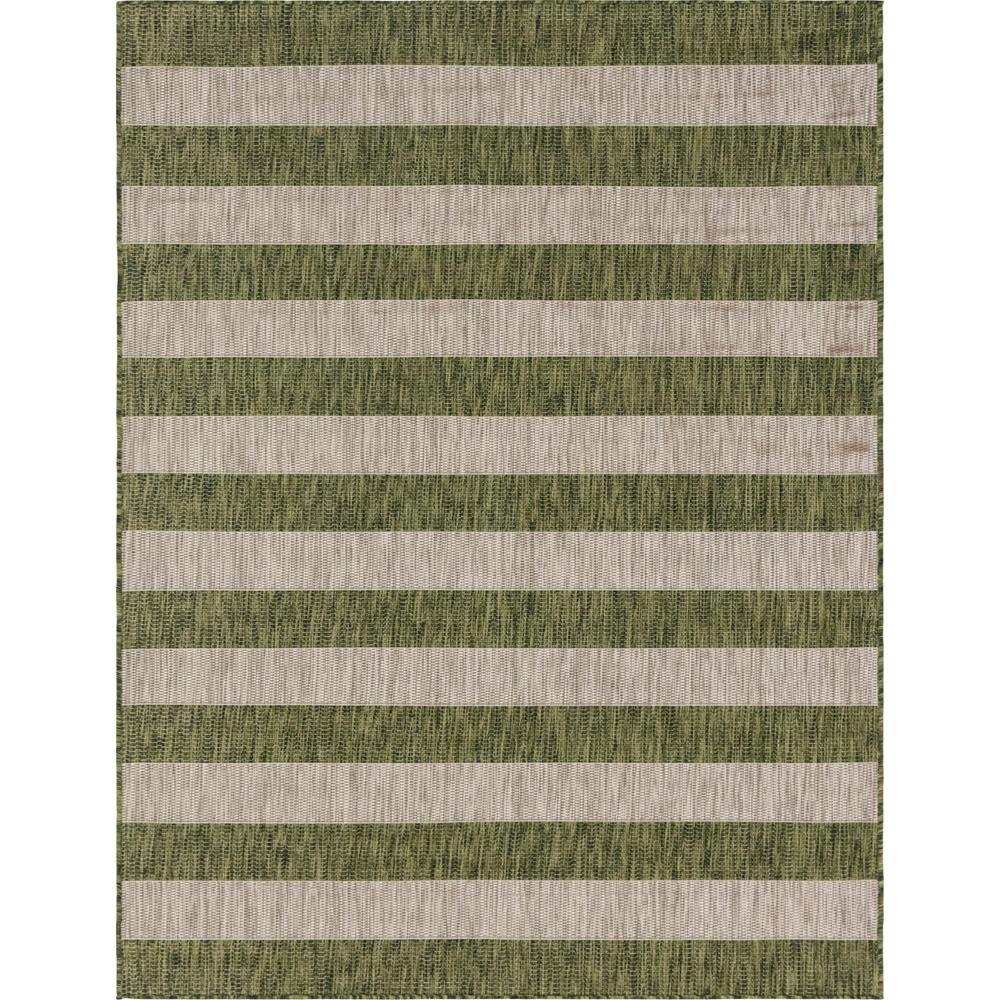 Outdoor Distressed Stripe Rug, Green (9' 0 x 12' 0). Picture 1