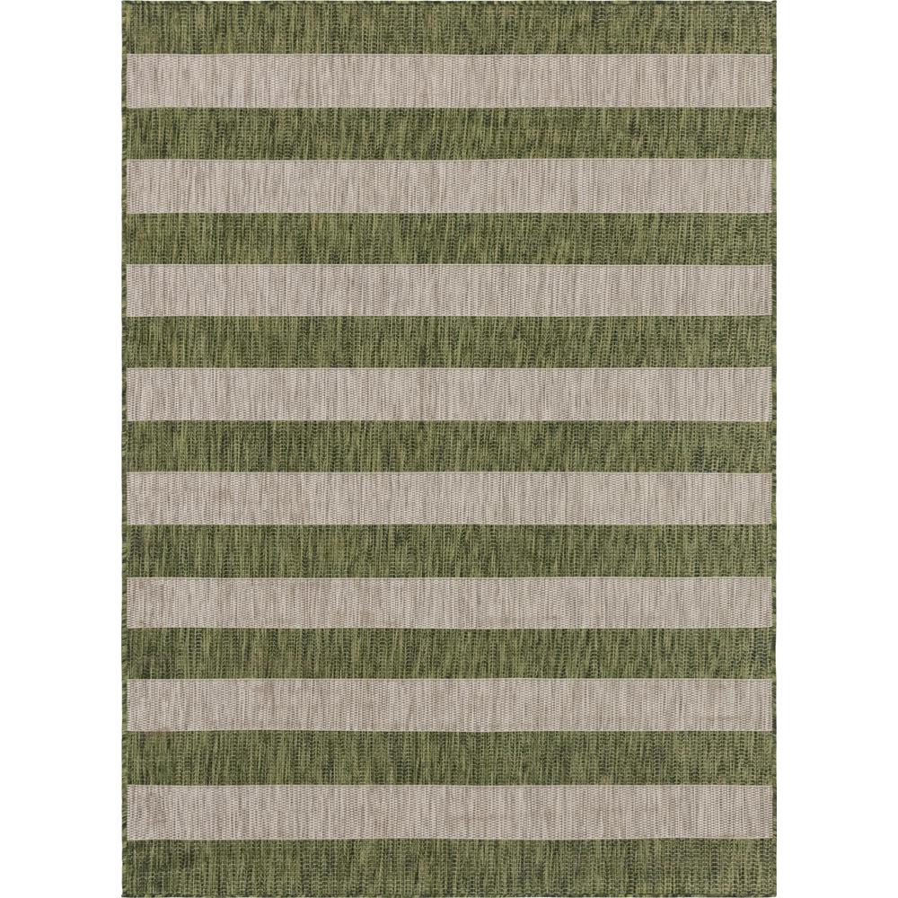 Outdoor Distressed Stripe Rug, Green (8' 0 x 11' 4). Picture 1