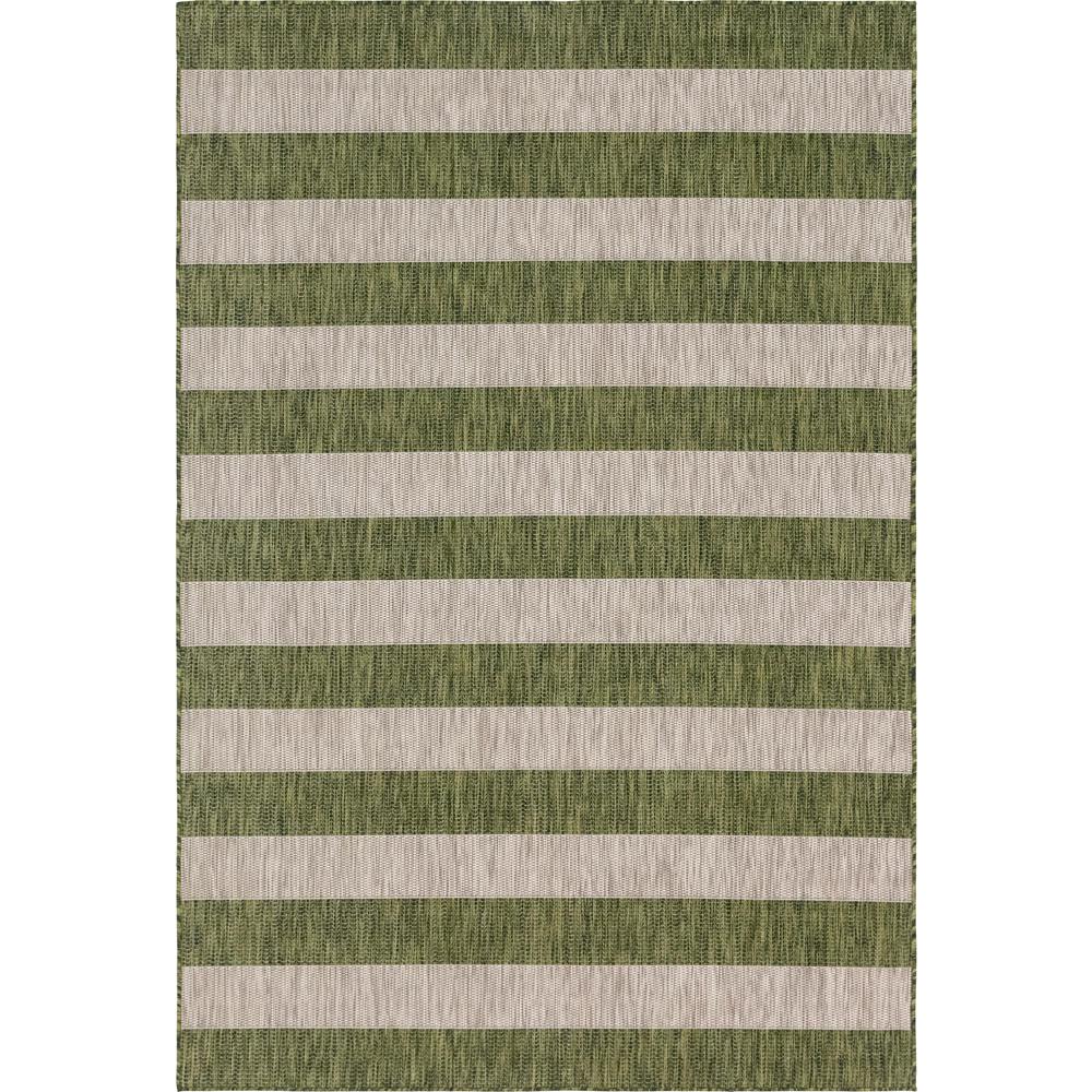 Outdoor Distressed Stripe Rug, Green (6' 0 x 9' 0). Picture 1