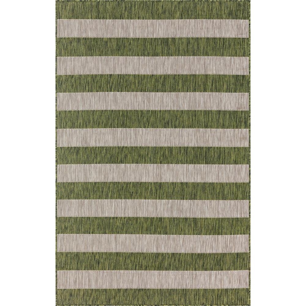 Outdoor Distressed Stripe Rug, Green (5' 0 x 8' 0). Picture 1