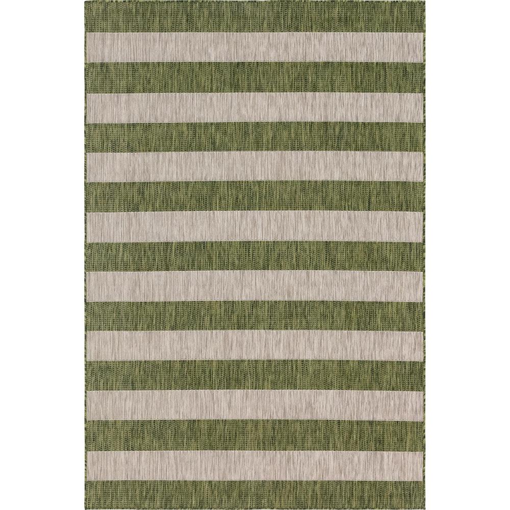 Outdoor Distressed Stripe Rug, Green (4' 0 x 6' 0). Picture 1