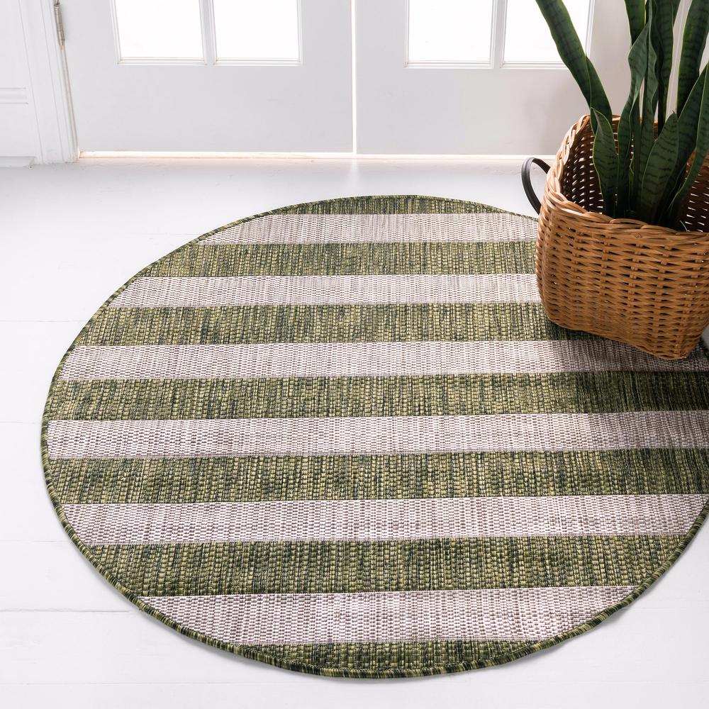 Outdoor Distressed Stripe Rug, Green (4' 0 x 4' 0). Picture 2