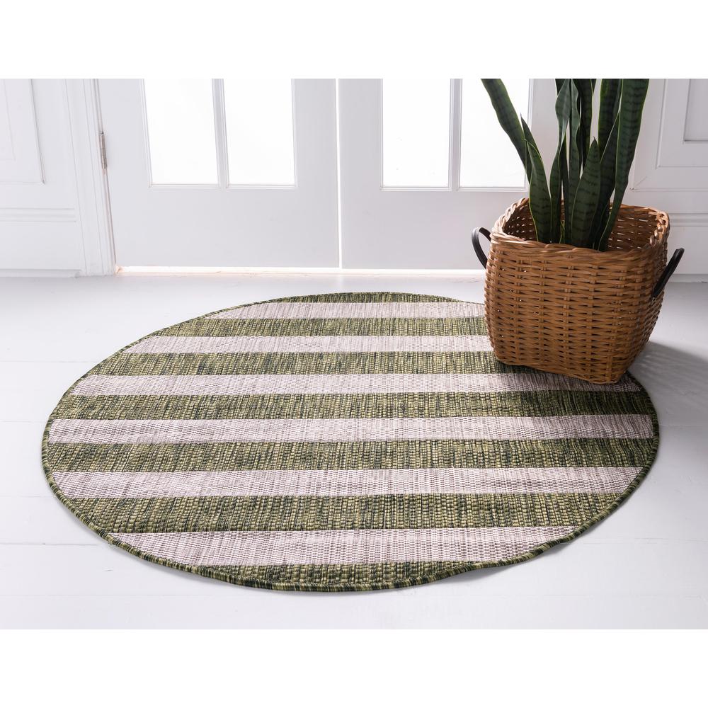 Outdoor Distressed Stripe Rug, Green (4' 0 x 4' 0). Picture 3