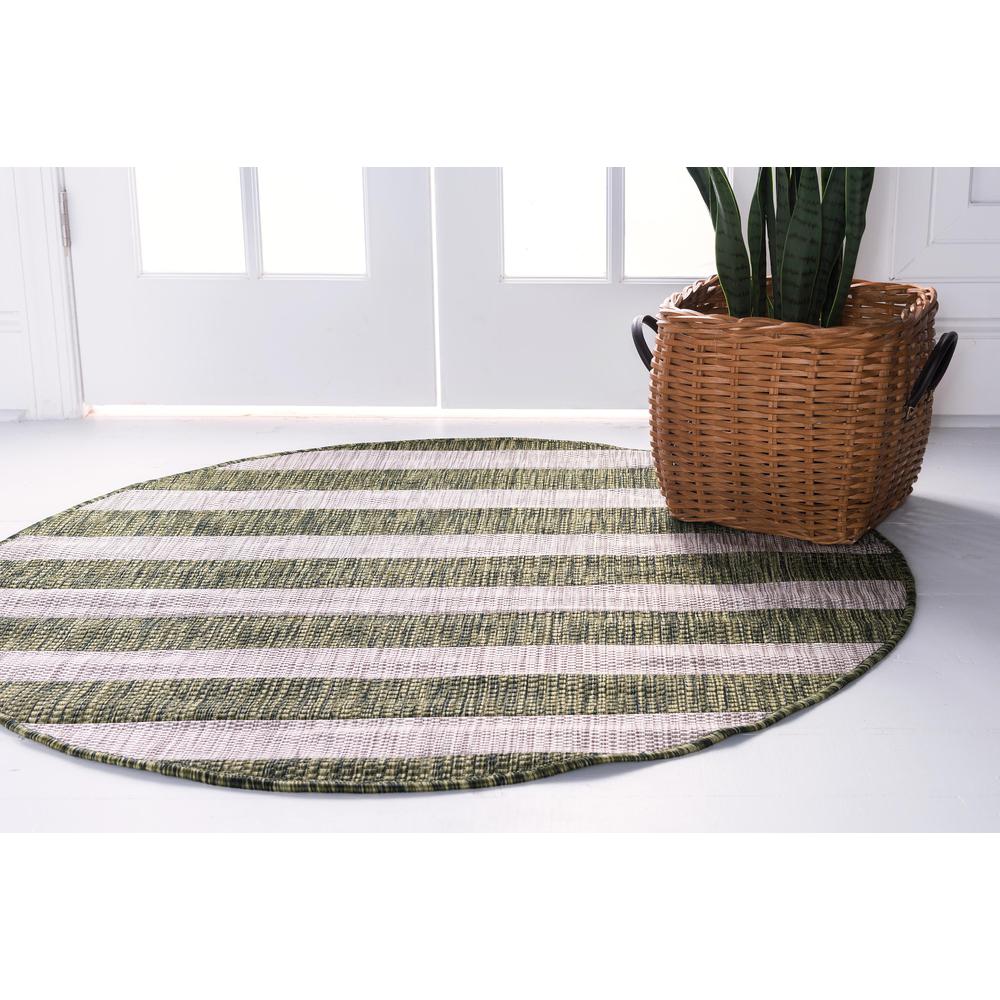 Outdoor Distressed Stripe Rug, Green (4' 0 x 4' 0). Picture 4