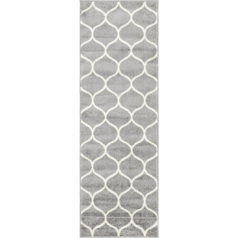 Rounded Trellis Frieze Rug, Light Gray (2' 0 x 6' 0). Picture 1