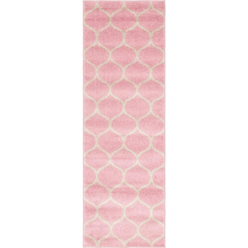 Rounded Trellis Frieze Rug, Pink (2' 0 x 6' 0). Picture 1