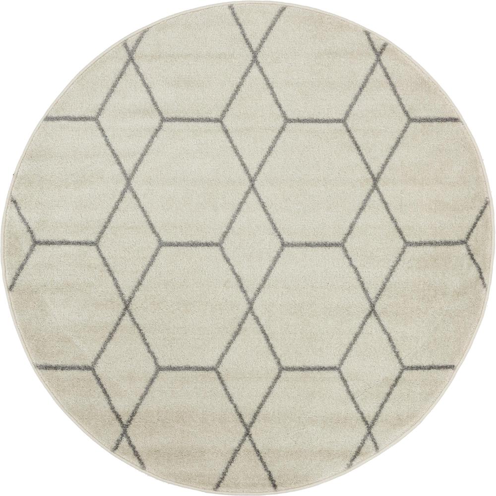 Geometric Trellis Frieze Rug, Ivory (4' 0 x 4' 0). Picture 1