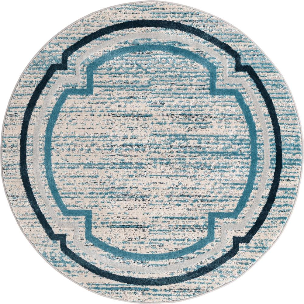Unique Loom 4 Ft Round Rug in Blue (3154371). Picture 1