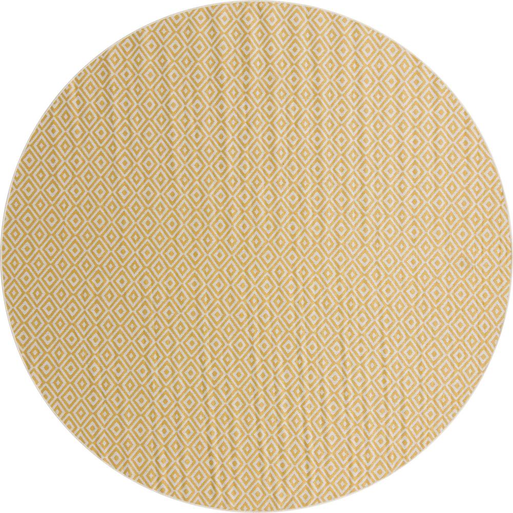 Jill Zarin Outdoor Costa Rica Area Rug 10' 8" x 10' 8", Round Yellow Ivory. Picture 1