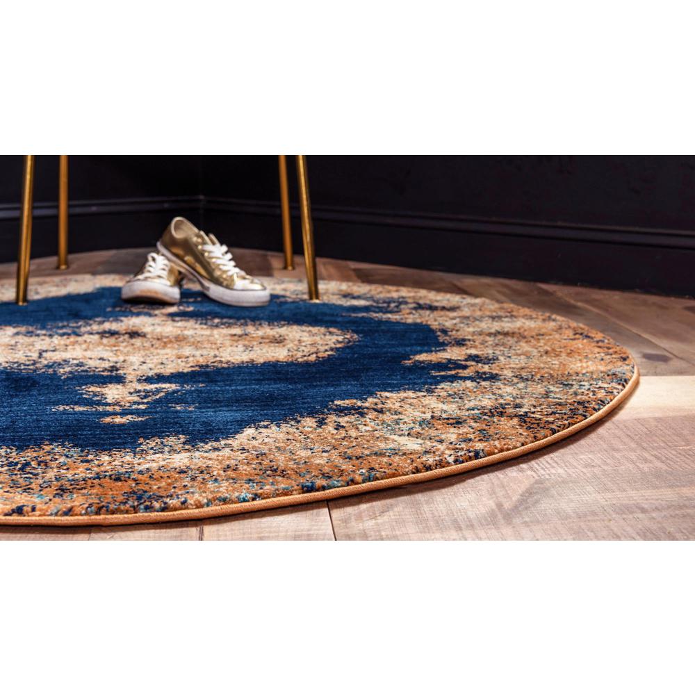 Unique Loom 4 Ft Round Rug in Navy Blue (3144428). Picture 4