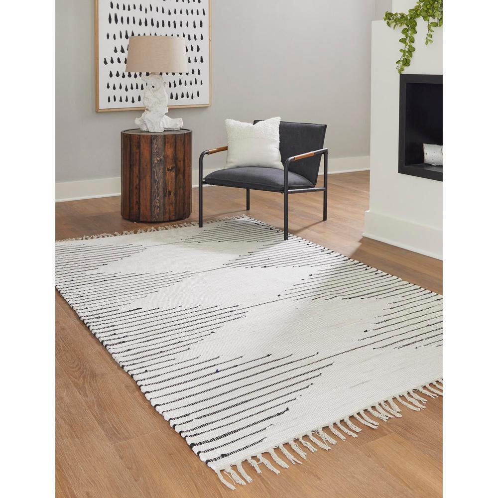 Chindi Cotton Collection, Area Rug, White, 8' 0" x 10' 0", Rectangular. Picture 3