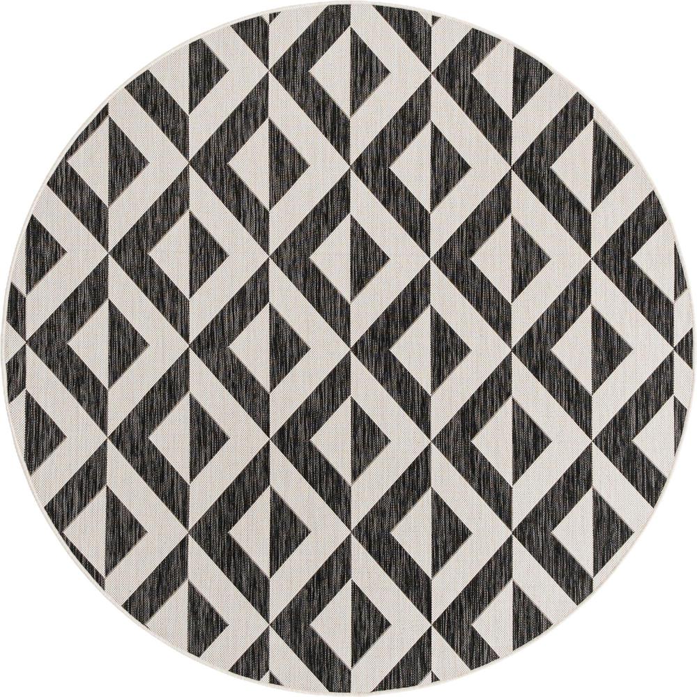 Jill Zarin Outdoor Napa Area Rug 6' 7" x 6' 7", Round Charcoal Gray. Picture 1