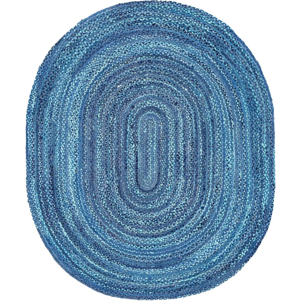 Braided Chindi Rug, Blue (8' 0 x 10' 0). Picture 1