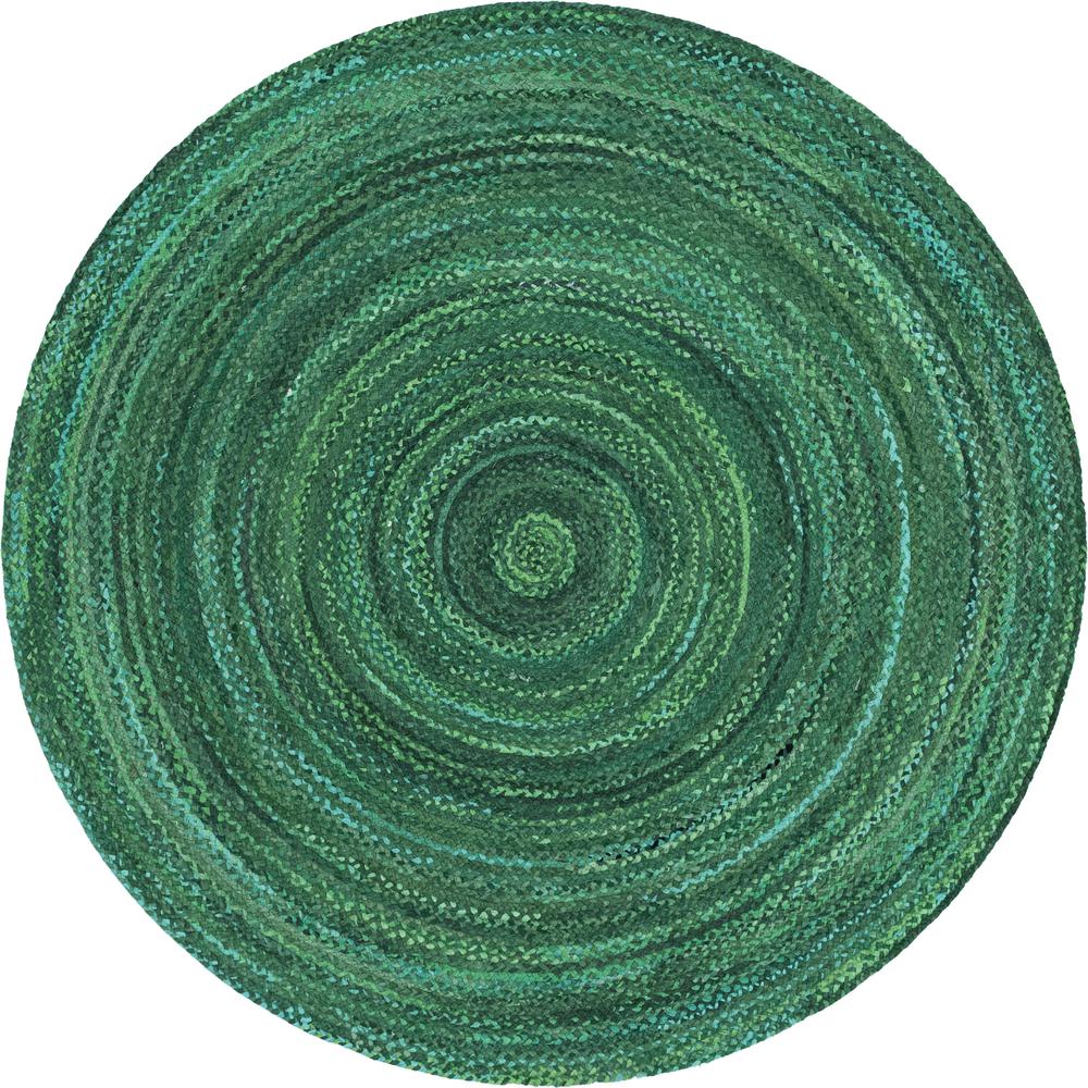 Braided Chindi Rug, Green (8' 0 x 8' 0). Picture 1