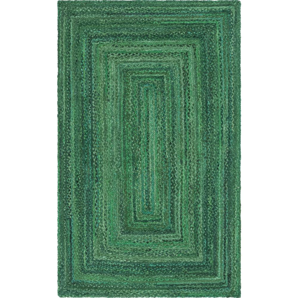 Braided Chindi Rug, Green (5' 0 x 8' 0). Picture 1