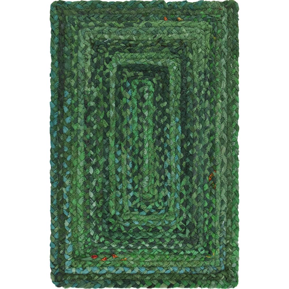 Braided Chindi Rug, Green (2' 0 x 3' 0). Picture 1