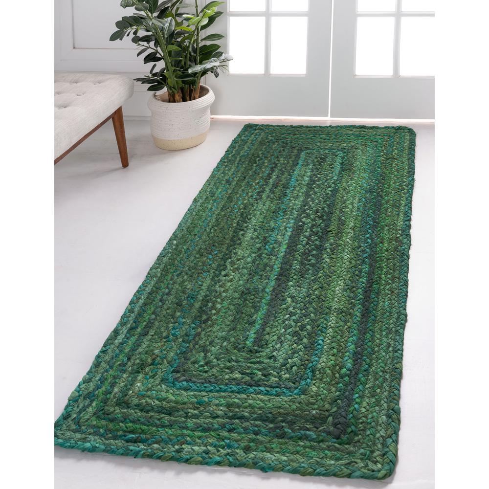 Braided Chindi Rug, Green (2' 6 x 6' 1). Picture 2
