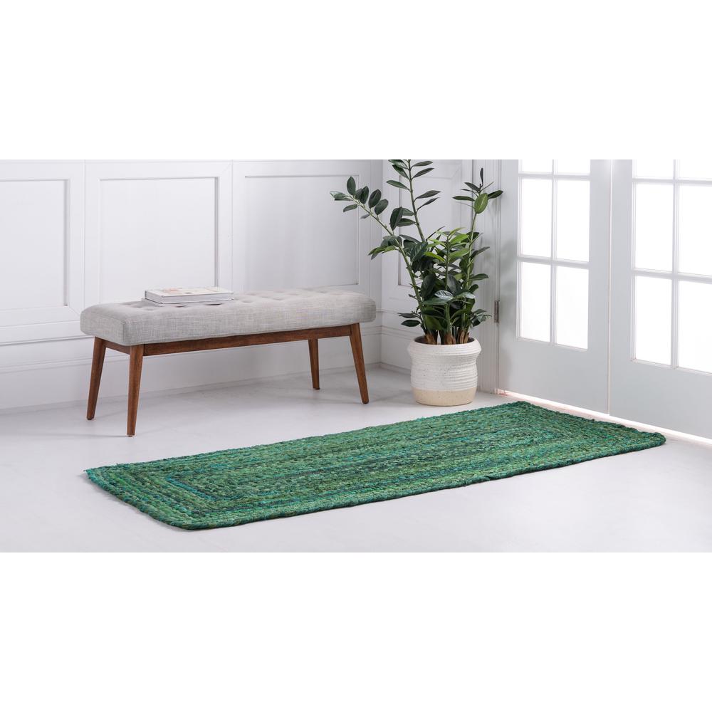 Braided Chindi Rug, Green (2' 6 x 6' 1). Picture 3