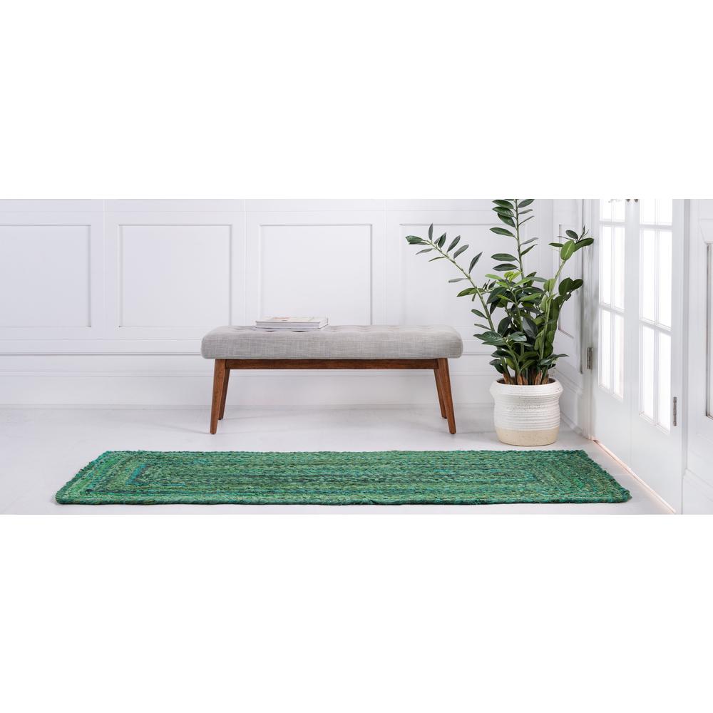 Braided Chindi Rug, Green (2' 6 x 6' 1). Picture 4