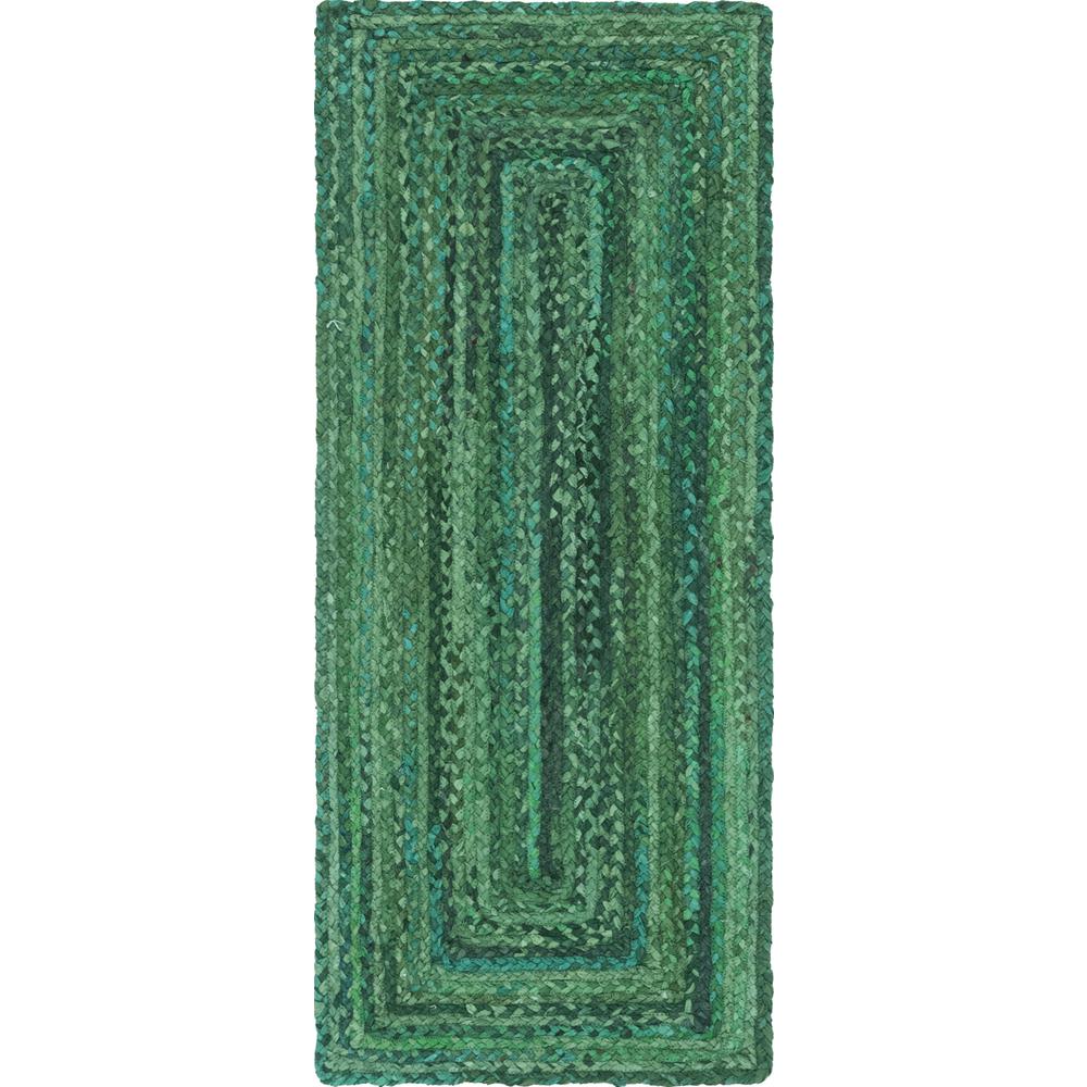Braided Chindi Rug, Green (2' 6 x 6' 1). Picture 1